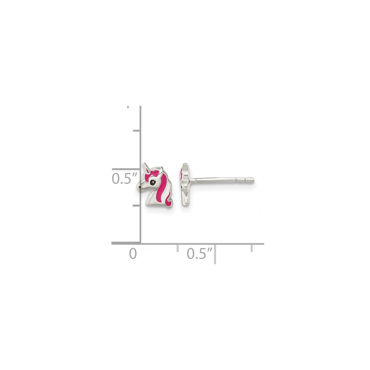 Sterling Silver Unicorn Stud Earrings Pink And White Enamel