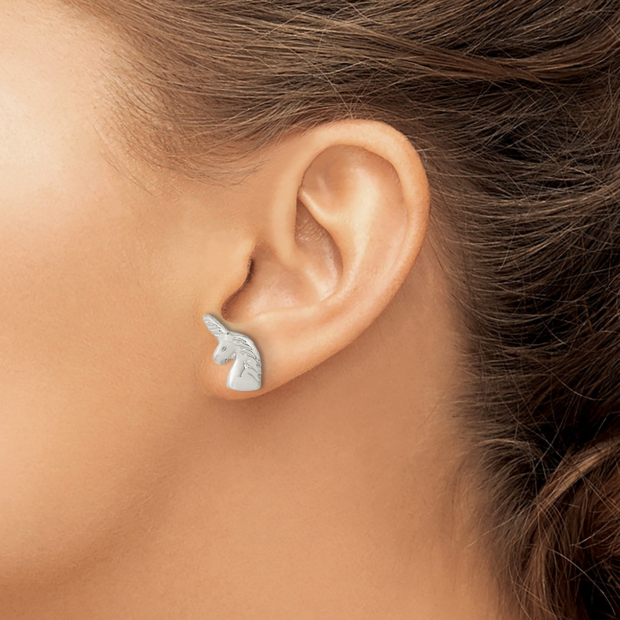 Sterling Silver Unicorn Head Stud Earrings, Whimsical Fantasy Design for Women and Girls