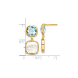 Sterling Silver Dangle Earrings with Swiss Blue Topaz and Mother of Pearl