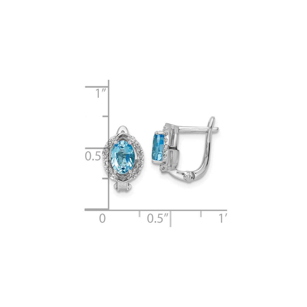 Sterling Silver Dangle Drop Earrings with Swiss Blue Topaz and White Topaz Halo