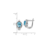 Sterling Silver Dangle Drop Earrings with Swiss Blue Topaz and White Topaz Halo