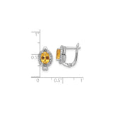 Sterling Silver Drop Earrings with Citrine and White Topaz Halo Oval Design