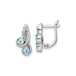 Sterling Silver Leverback Earrings with Sky Blue Topaz and White Topaz Accents, Swirl Dangle Design