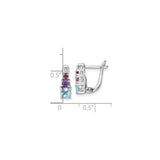 Sterling Silver Hoop Earrings with Swiss Blue Topaz, Amethyst, and Garnet