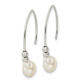 Sterling Silver Drop Earrings with Simulated Pearls and Polished Beads, Bridal or Evening Jewelry