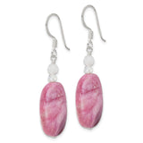 Sterling Silver Earrings with Agate, Quartz Accents, Boho Dangle Style for Women