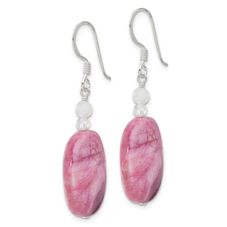 Sterling Silver Earrings with Agate, Quartz Accents, Boho Dangle Style for Women