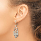 Sterling Silver Dangle Earrings with Gray Labradorite and Hematite, Multi-Strand Boho Drop Design