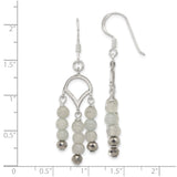 Sterling Silver Dangle Earrings with Gray Labradorite and Hematite, Multi-Strand Boho Drop Design