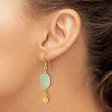 Sterling Silver Dangle Earrings with Prehnite Gemstones and Starburst Charm, Boho Style