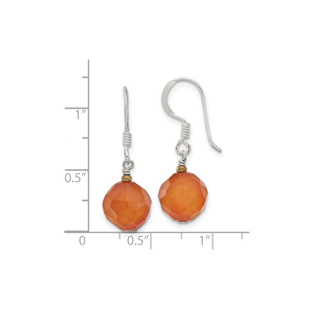 Sterling Silver Dangle Earrings with Faceted Orange Crystal Beads, Boho Style for Women