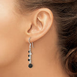 Sterling Silver Dangle Earrings with Agate and Labradorite, Long Chain Link Design, Modern Minimalist Style
