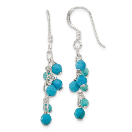 Sterling Silver Dangle Earrings with Quartz and Reconstructed Magnesite, Boho Chic Drop Style