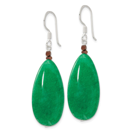 Sterling Silver Dangle Earrings with Jade and Hematite, Boho Artisan Style for Women