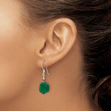 Sterling Silver Dangle Earrings with Aventurine Hexagon Drops, Faceted Beads, Boho Style