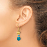 Sterling Silver Dangle Earrings with Blue Zircon and Turquoise, Boho Artisan Style