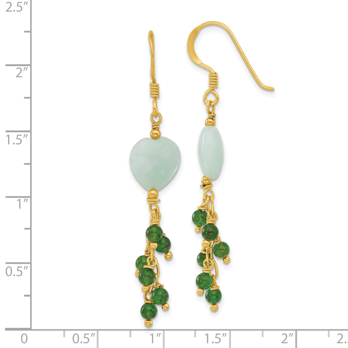 Sterling Silver Dangle Earrings with Reconstructed Magnesite, Heart and Oval Charms, Boho Style