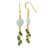 Sterling Silver Dangle Earrings with Reconstructed Magnesite, Heart and Oval Charms, Boho Style