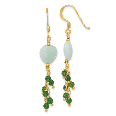 Sterling Silver Dangle Earrings with Reconstructed Magnesite, Heart and Oval Charms, Boho Style