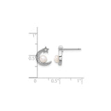 Sterling Silver Moon and Star Earrings with White Freshwater Pearl and Cubic Zirconia Accents