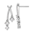 Sterling Silver Dangle Earrings with Cubic Zirconia, Curved Design and Square CZ Drops
