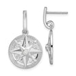 Sterling Silver Compass Rose Dangle Earrings with Cubic Zirconia, Nautical Star Design for Women