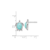 Sterling Silver Turtle Stud Earrings with Oval Turquoise