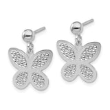 Sterling Silver Butterfly Stud Earrings with Textured Wings and Polished Finish