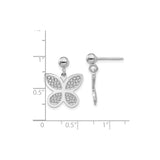 Sterling Silver Butterfly Stud Earrings with Textured Wings and Polished Finish