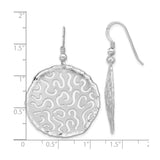 Sterling Silver Dangle Earrings with Round Abstract Cutout Design and Textured Rim