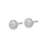 Sterling Silver Dome Stud Earrings with Pave-Set Cubic Zirconia, Lightweight Round Design