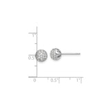 Sterling Silver Dome Stud Earrings with Pave-Set Cubic Zirconia, Lightweight Round Design