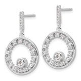 Sterling Silver Dangle Earrings with Cubic Zirconia, Circular Drop Design, Elegant Evening Jewelry