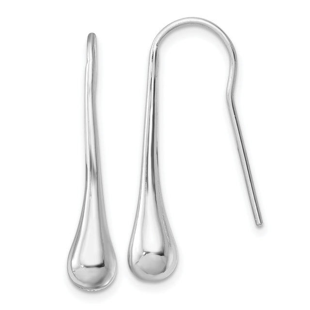 Sterling Silver Teardrop Dangle Earrings, Minimalist Polished Drop Design for Women