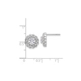 Sterling Silver Stud Earrings with Cubic Zirconia and Twisted Halo Floral Design