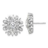 Sterling Silver Snowflake Stud Earrings with Cubic Zirconia, Marquise and Teardrop Accents