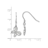Sterling Silver Butterfly Dangle Earrings with Cubic Zirconia, Nature-Inspired Hook Drop Design