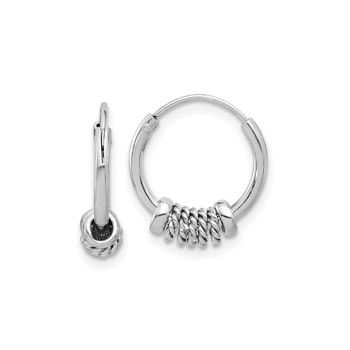 Sterling Silver Hoop Earrings, Twisted Rope Design, Handcrafted Tribal Boho Style