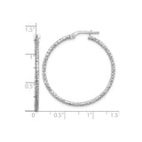 Sterling Silver Hoop Earrings with Textured Diamond Cut Finish, Lightweight Classic Style
