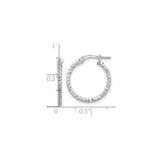 Sterling Silver Hoop Earrings, Diamond Cut Textured Round Hoops with Faceted Design