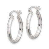 Sterling Silver Hoop Earrings, Diamond Cut Textured Round Design with Polished Finish
