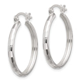 Sterling Silver Hoop Earrings, Faceted Round Design with Polished Finish, Lightweight and Minimalist