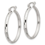 Sterling Silver Hoop Earrings with Faceted Hammered Finish, Lightweight Minimalist Design