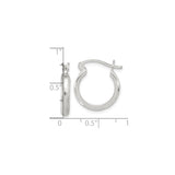 Sterling Silver Faceted Hoop Earrings, Diamond Cut Polished Design, Lightweight Classic Style