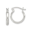 Sterling Silver Faceted Hoop Earrings, Diamond Cut Polished Design, Lightweight Classic Style
