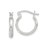 Sterling Silver Faceted Hoop Earrings, Diamond Cut Polished Design, Lightweight Classic Style