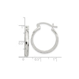 Sterling Silver Hoop Earrings, Diamond Cut Textured Finish, Medium Lightweight Everyday Style