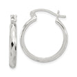 Sterling Silver Hoop Earrings, Diamond Cut Textured Finish, Medium Lightweight Everyday Style
