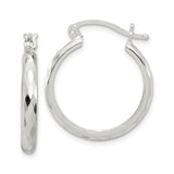 Sterling Silver Hoop Earrings, Diamond Cut Textured Finish, Medium Lightweight Everyday Style
