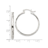 Sterling Silver Hoop Earrings, Diamond Cut Textured Design with High Polish Finish